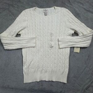 NWT‎ St. John's Bay Women's Cable Knit Sweater Size Large Off White BRAND NEW!